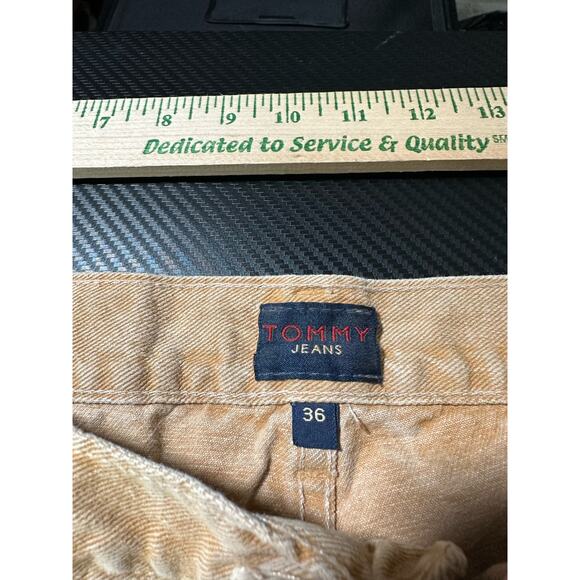 Y2K Tommy Jeans Double Knee Jeans Tan Utility Size 36x32 Streetwear - Picture 3 of 12